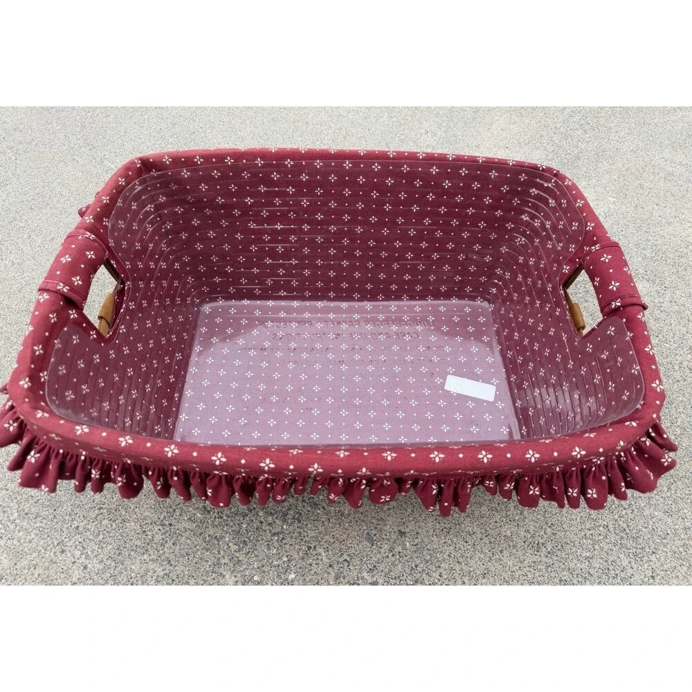 Longaberger 1996 Traditional Red Fabric Plastic Insert Laundry Basket VTG Large